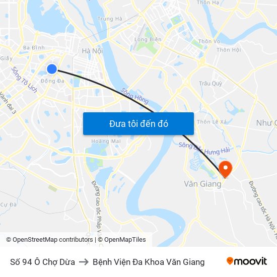 Số 94 Ô Chợ Dừa to Bệnh Viện Đa Khoa Văn Giang map