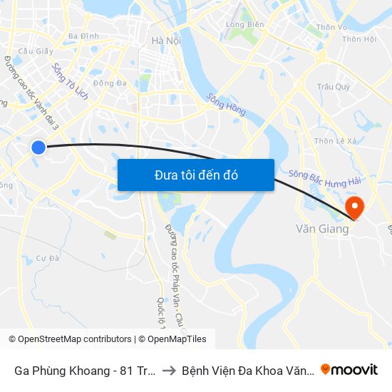 Ga Phùng Khoang - 81 Trần Phú to Bệnh Viện Đa Khoa Văn Giang map