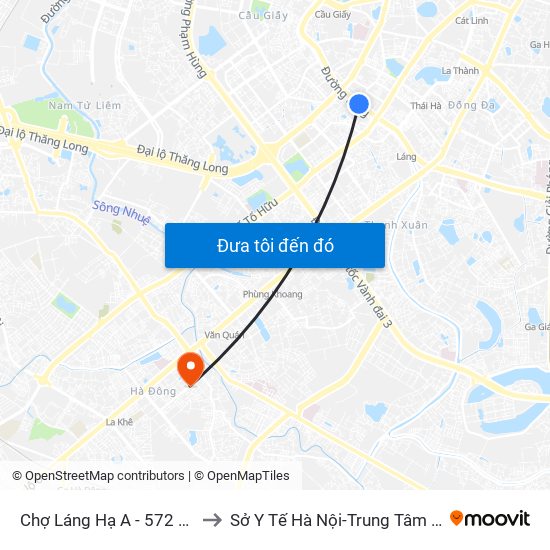 Chợ Láng Hạ A - 572 Đường Láng to Sở Y Tế Hà Nội-Trung Tâm Y Tế Hà Đông map