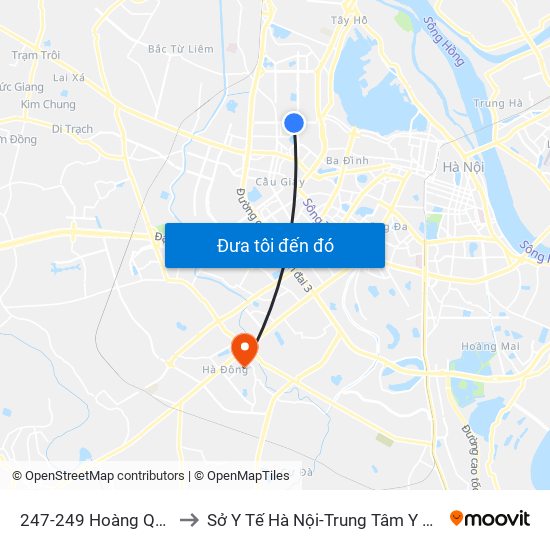 247-249 Hoàng Quốc Việt to Sở Y Tế Hà Nội-Trung Tâm Y Tế Hà Đông map