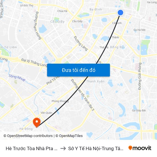 Hè Trước Tòa Nhà Pta - Số 1 Kim Mã to Sở Y Tế Hà Nội-Trung Tâm Y Tế Hà Đông map