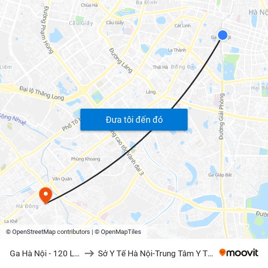 Ga Hà Nội - 120 Lê Duẩn to Sở Y Tế Hà Nội-Trung Tâm Y Tế Hà Đông map