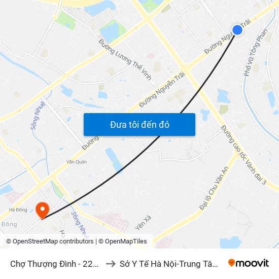 Chợ Thượng Đình - 224 Nguyễn Trãi to Sở Y Tế Hà Nội-Trung Tâm Y Tế Hà Đông map