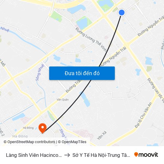 Làng Sinh Viên Hacinco - Nguyễn Tuân to Sở Y Tế Hà Nội-Trung Tâm Y Tế Hà Đông map