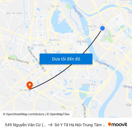 549 Nguyễn Văn Cừ (Cột Trước) to Sở Y Tế Hà Nội-Trung Tâm Y Tế Hà Đông map