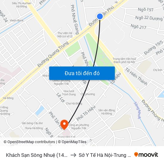 Khách Sạn Sông Nhuệ (148 Trần Phú- Hà Đông) to Sở Y Tế Hà Nội-Trung Tâm Y Tế Hà Đông map