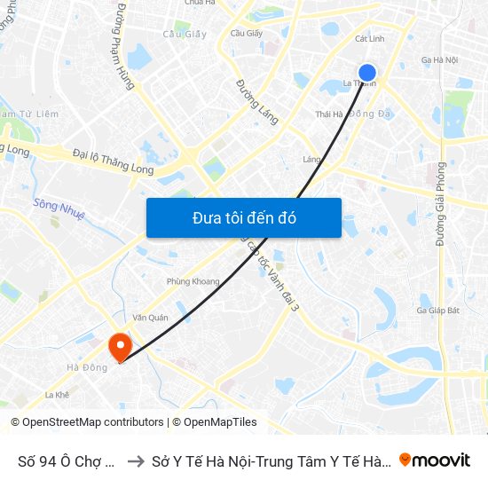 Số 94 Ô Chợ Dừa to Sở Y Tế Hà Nội-Trung Tâm Y Tế Hà Đông map