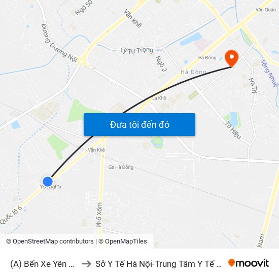 (A) Bến Xe Yên Nghĩa to Sở Y Tế Hà Nội-Trung Tâm Y Tế Hà Đông map