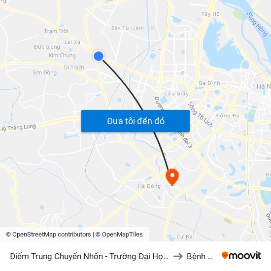 Điểm Trung Chuyển Nhổn - Trường Đại Học Công Nghiệp Hà Nội - Đường 32 to Bệnh Viện 103 map