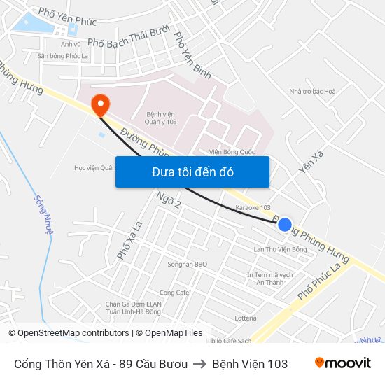 Cổng Thôn Yên Xá - 89 Cầu Bươu to Bệnh Viện 103 map