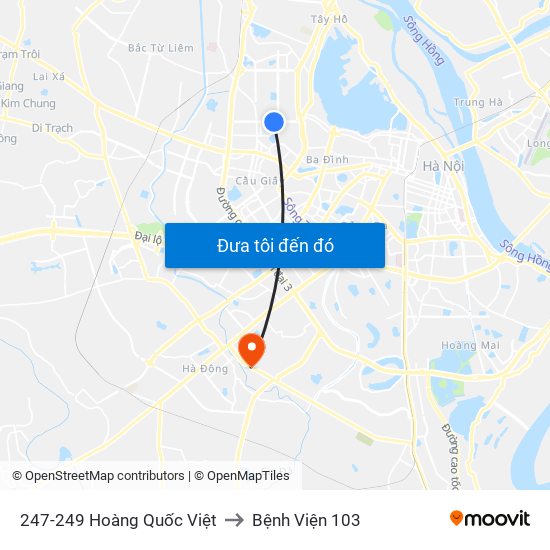 247-249 Hoàng Quốc Việt to Bệnh Viện 103 map