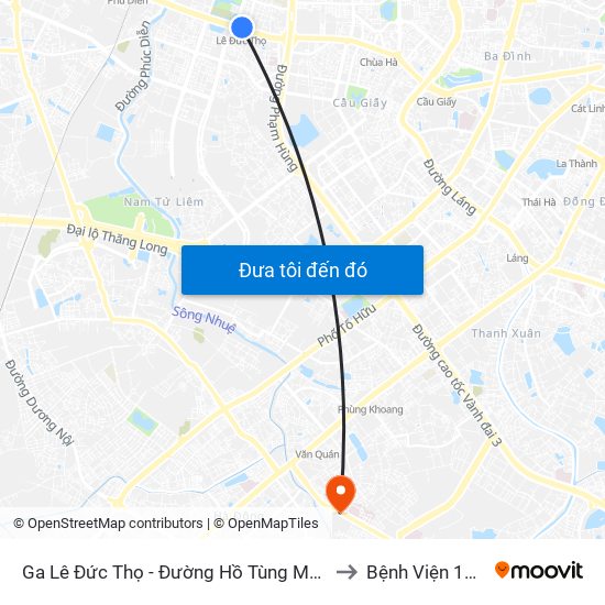 Ga Lê Đức Thọ - Đường Hồ Tùng Mậu to Bệnh Viện 103 map