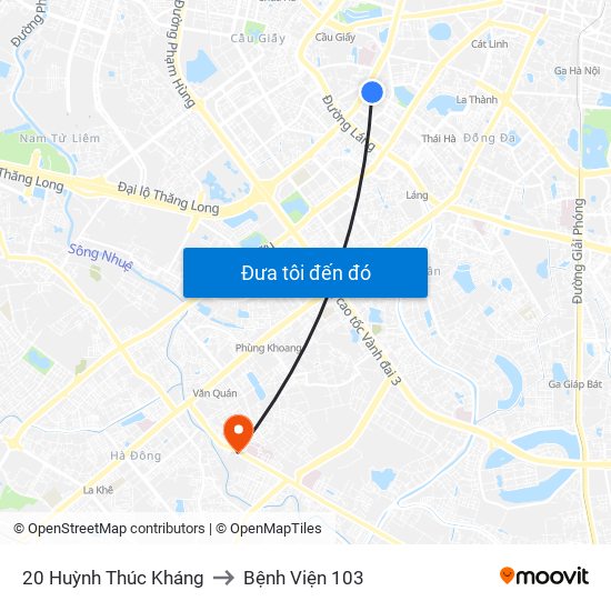 20 Huỳnh Thúc Kháng to Bệnh Viện 103 map