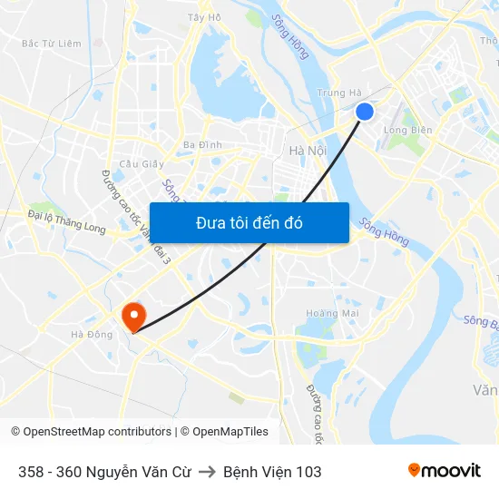 358 - 360 Nguyễn Văn Cừ to Bệnh Viện 103 map