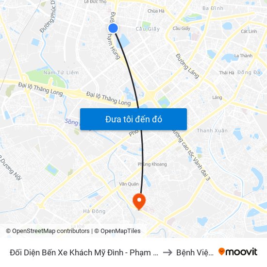 Đối Diện Bến Xe Khách Mỹ Đình - Phạm Hùng (Cột Trước) to Bệnh Viện 103 map