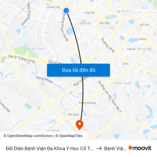 Nhà Máy Nước Mai Dịch - Phạm Hùng to Bệnh Viện 103 map