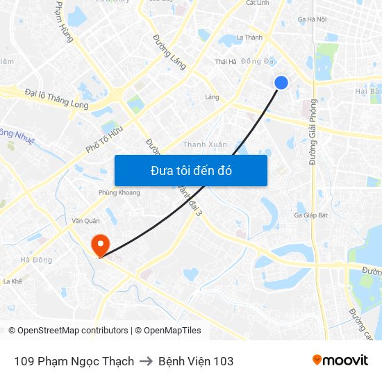 109 Phạm Ngọc Thạch to Bệnh Viện 103 map