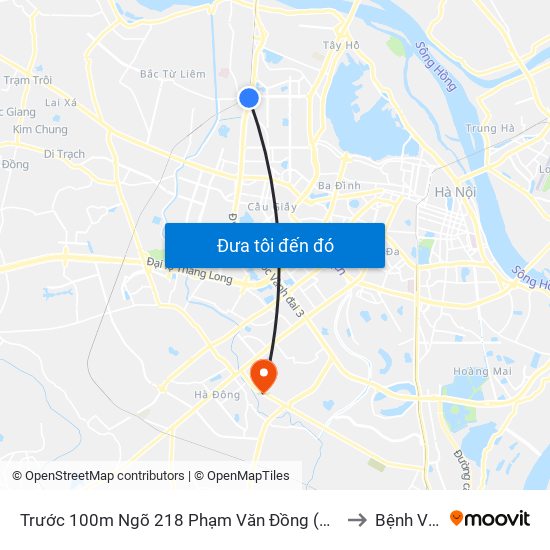 Trước 100m Ngõ 218 Phạm Văn Đồng (Đối Diện Công Viên Hòa Bình) to Bệnh Viện 103 map