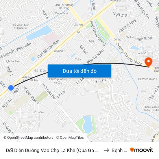 Đối Diện Đường Vào Chợ La Khê (Qua Ga Metro La Khê) - 405 Quang Trung (Hà Đông) to Bệnh Viện 103 map