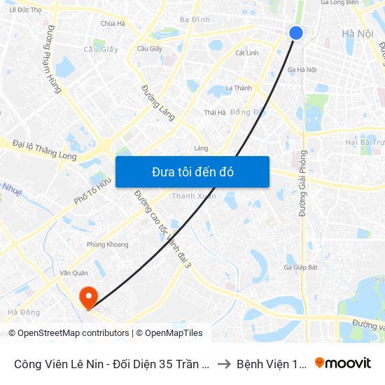 Công Viên Lê Nin - Đối Diện 35 Trần Phú to Bệnh Viện 103 map
