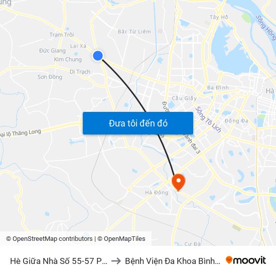 Hè Giữa Nhà Số 55-57 Phố Nhổn to Bệnh Viện Đa Khoa Bình Minh 36 map