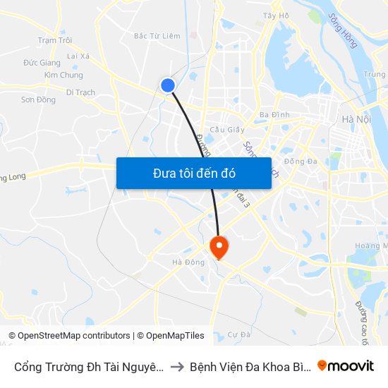 Cổng Trường Đh Tài Nguyên Môi Trường to Bệnh Viện Đa Khoa Bình Minh 36 map