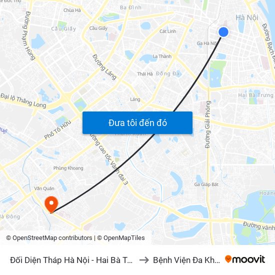 Đối Diện Tháp Hà Nội - Hai Bà Trưng (Cạnh 56 Hai Bà Trưng) to Bệnh Viện Đa Khoa Bình Minh 36 map