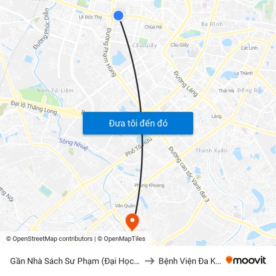 Gần Nhà Sách Sư Phạm (Đại Học Sư Phạm Hà Nội) - 136 Xuân Thủy to Bệnh Viện Đa Khoa Bình Minh 36 map