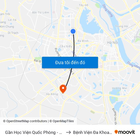 Gần Học Viện Quốc Phòng - 91 Hoàng Quốc Việt to Bệnh Viện Đa Khoa Bình Minh 36 map