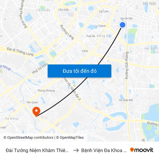 Đài Tưởng Niệm Khâm Thiên - 45 Khâm Thiên to Bệnh Viện Đa Khoa Bình Minh 36 map