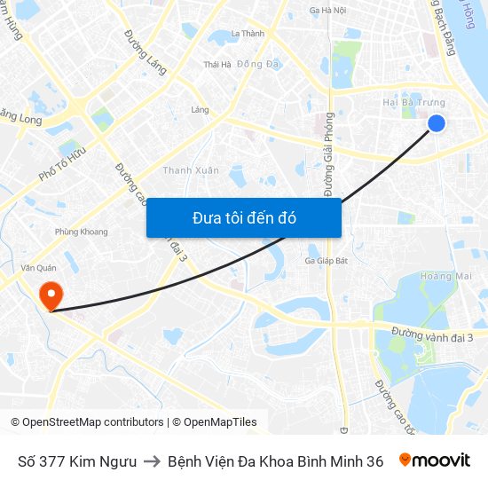 Số 377 Kim Ngưu to Bệnh Viện Đa Khoa Bình Minh 36 map