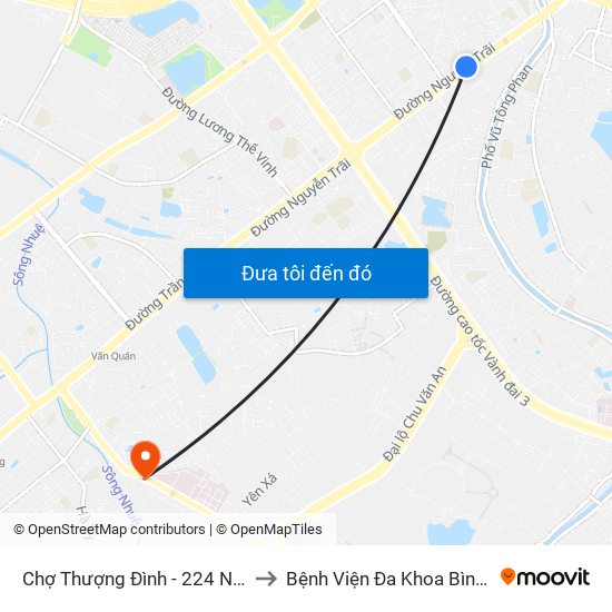 Chợ Thượng Đình - 224 Nguyễn Trãi to Bệnh Viện Đa Khoa Bình Minh 36 map