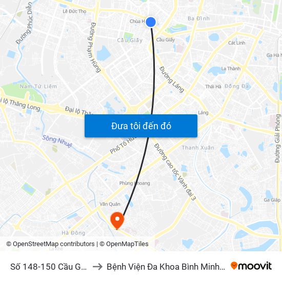 Số 148-150 Cầu Giấy to Bệnh Viện Đa Khoa Bình Minh 36 map