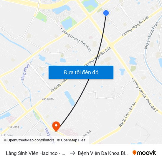 Làng Sinh Viên Hacinco - Nguyễn Tuân to Bệnh Viện Đa Khoa Bình Minh 36 map
