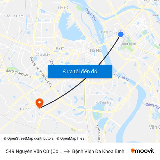 549 Nguyễn Văn Cừ (Cột Trước) to Bệnh Viện Đa Khoa Bình Minh 36 map