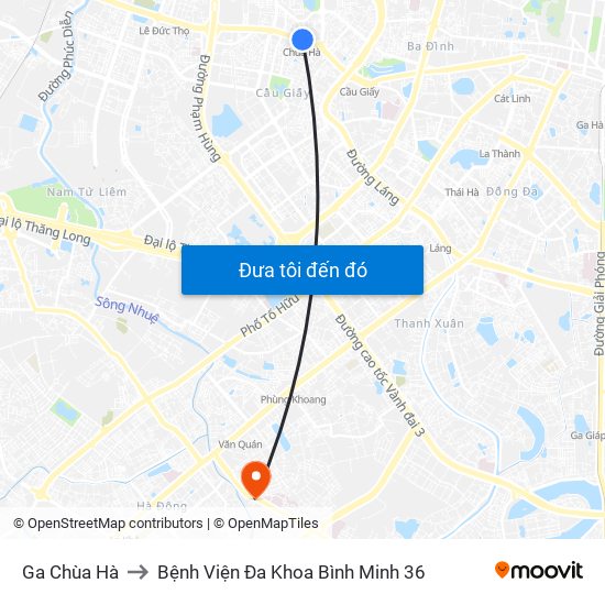 Ga Chùa Hà to Bệnh Viện Đa Khoa Bình Minh 36 map