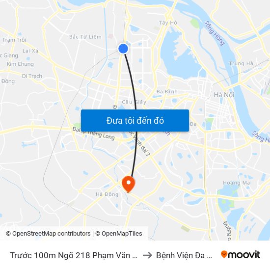 Trước 100m Ngõ 218 Phạm Văn Đồng (Đối Diện Công Viên Hòa Bình) to Bệnh Viện Đa Khoa Bình Minh 36 map