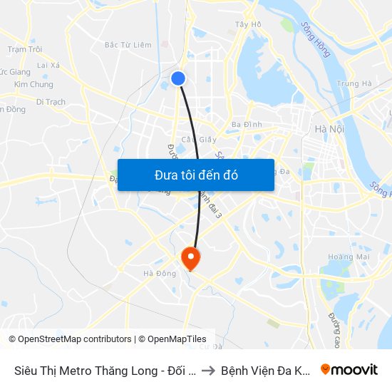Siêu Thị Metro Thăng Long - Đối Diện Ngõ 599 Phạm Văn Đồng to Bệnh Viện Đa Khoa Bình Minh 36 map