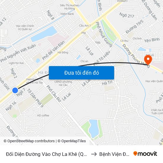 Đối Diện Đường Vào Chợ La Khê (Qua Ga Metro La Khê) - 405 Quang Trung (Hà Đông) to Bệnh Viện Đa Khoa Bình Minh 36 map