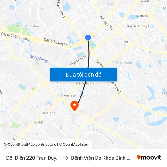 Đối Diện 220 Trần Duy Hưng to Bệnh Viện Đa Khoa Bình Minh 36 map