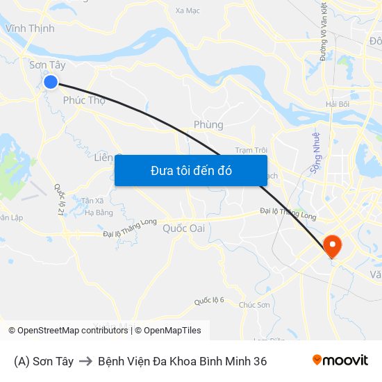 (A) Sơn Tây to Bệnh Viện Đa Khoa Bình Minh 36 map