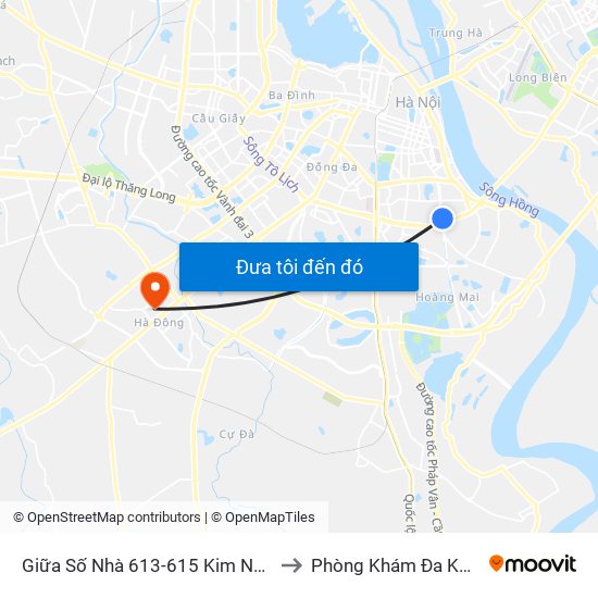 Giữa Số Nhà 613-615 Kim Ngưu to Phòng Khám Đa Khoa map