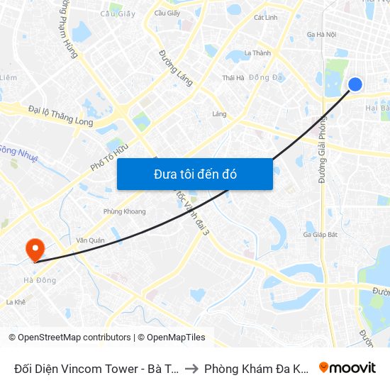 Đối Diện Vincom Tower - Bà Triệu to Phòng Khám Đa Khoa map