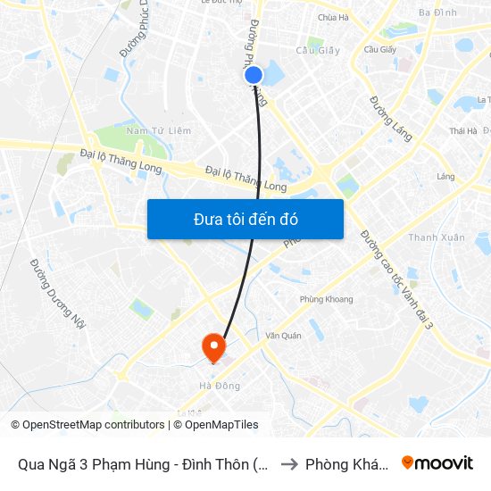 Qua Ngã 3 Phạm Hùng - Đình Thôn (Hướng Đi Phạm Văn Đồng) to Phòng Khám Đa Khoa map