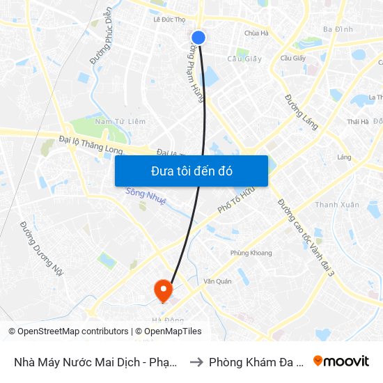 Nhà Máy Nước Mai Dịch - Phạm Hùng to Phòng Khám Đa Khoa map