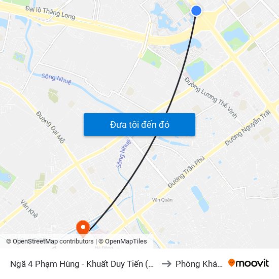 Ngã 4 Phạm Hùng - Khuất Duy Tiến (Trung Tâm Hội Nghị Quốc Gia) to Phòng Khám Đa Khoa map