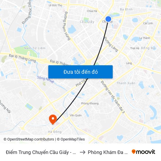 Điểm Trung Chuyển Cầu Giấy - Gtvt 02 to Phòng Khám Đa Khoa map