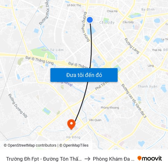 Trường Đh Fpt - Đường Tôn Thất Thuyết to Phòng Khám Đa Khoa map