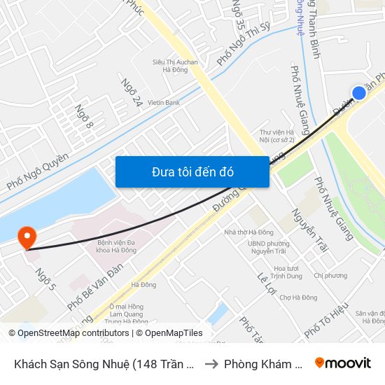 Khách Sạn Sông Nhuệ (148 Trần Phú- Hà Đông) to Phòng Khám Đa Khoa map