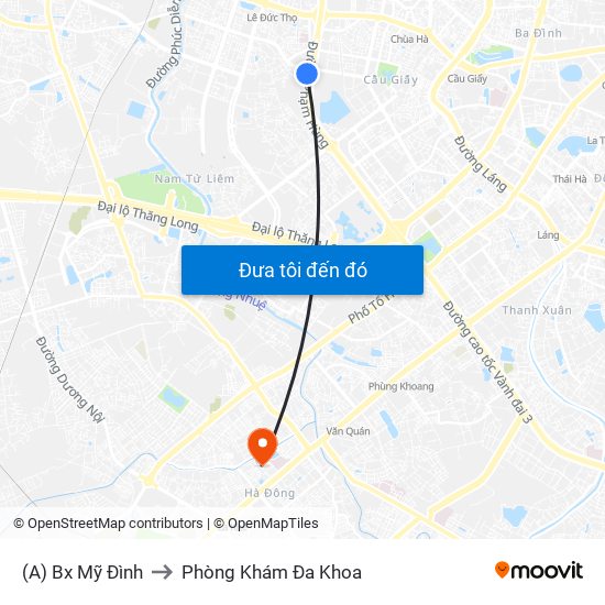 (A) Bx Mỹ Đình to Phòng Khám Đa Khoa map